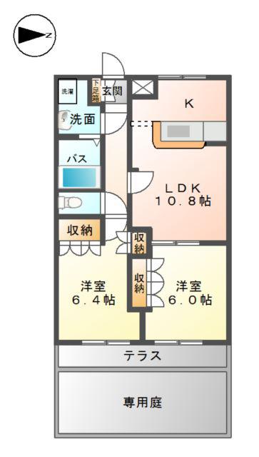 レジェンド(2LDK/1階)の間取り写真