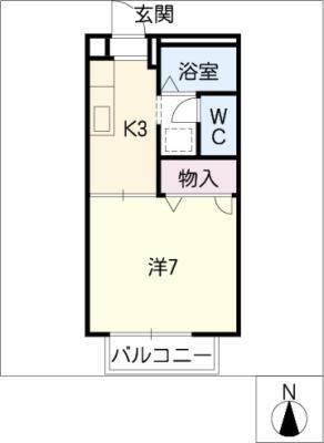 エスポワール(1K/1階)の間取り写真