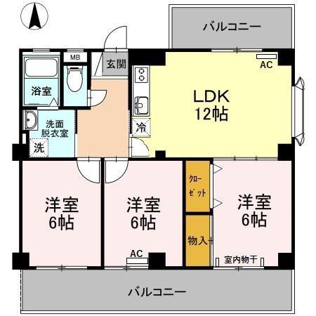 グランドハイツCENTURY21(3LDK/1階)の間取り写真