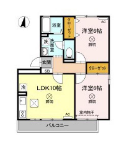 ラフィネ高柳(2LDK/1階)の間取り写真