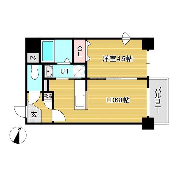 シュクル医大南(1DK/2階)の間取り写真