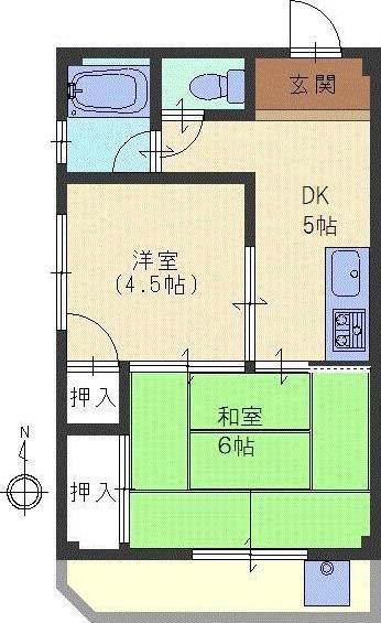 メゾン堀池(2DK/2階)の間取り写真
