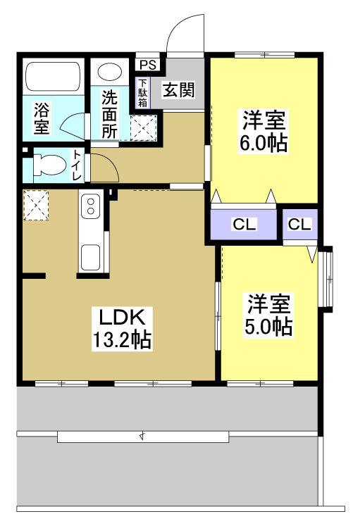 グランドガーデン凛(2LDK/1階)の間取り写真