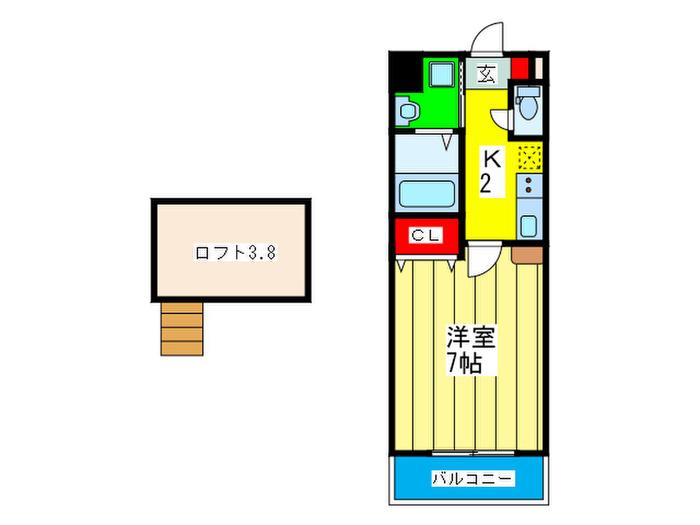 セレブコート玉造(1K/3階)の間取り写真