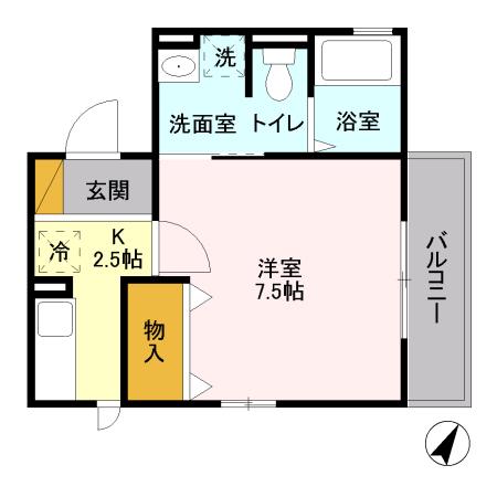 グリーン・アーク(1K/2階)の間取り写真