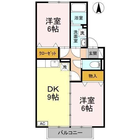 セジュールSKIII(2DK/2階)の間取り写真