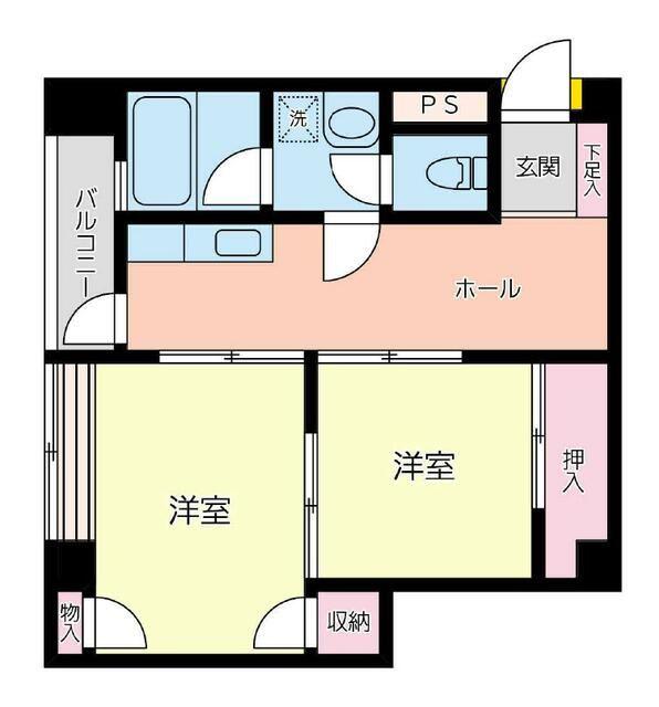 西八平沼ビル(2K/3階)の間取り写真