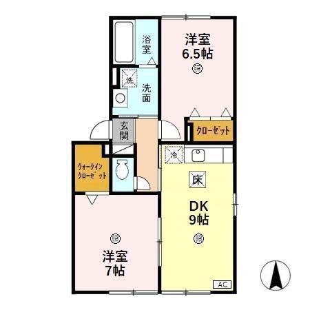 アンシャンテNB(2DK/1階)の間取り写真