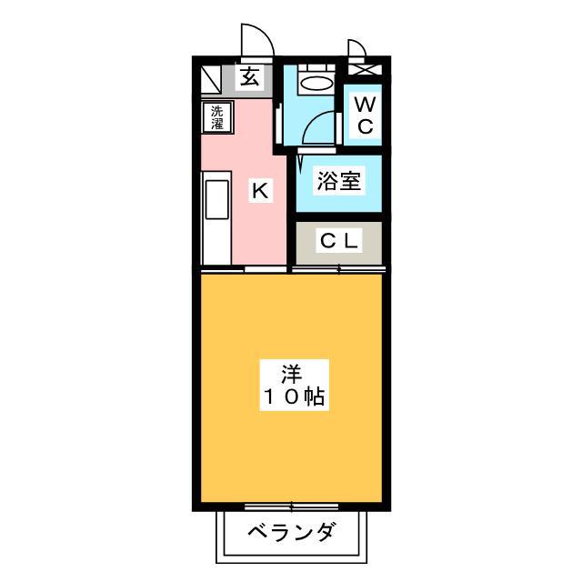 A&N HILLS B(1K/1階)の間取り写真
