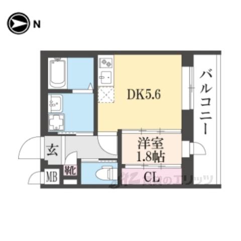 アクアプレイス京都聚楽第(1DK/4階)の間取り写真