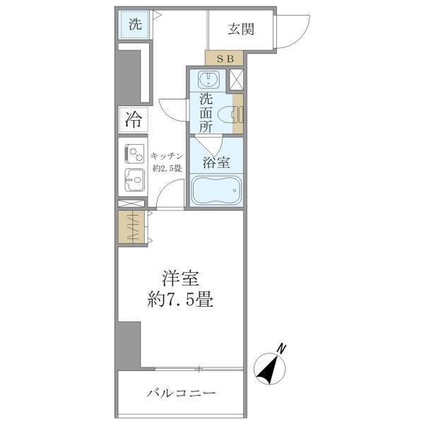 SS. FLAT神楽坂サウス(1K/4階)の間取り写真