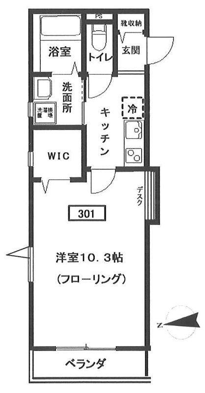 メゾンハナミズキ(1K/3階)の間取り写真