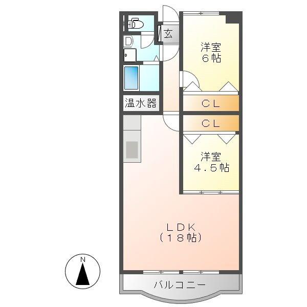 ベルセーヌ枝郷(2LDK/5階)の間取り写真
