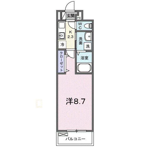東山町アパート(1K/3階)の間取り写真