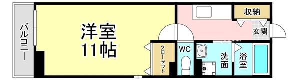 シャイン戸畑(1K/2階)の間取り写真