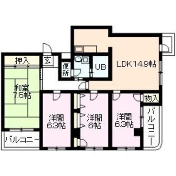サンビームアズ(4LDK/6階)の間取り写真