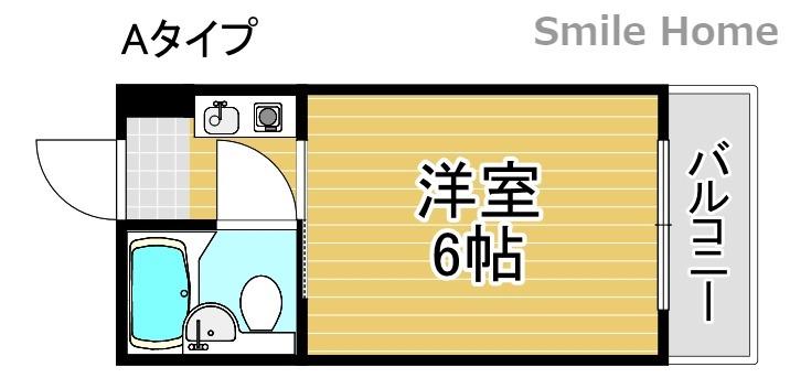 パークコート住之江(1K/6階)の間取り写真