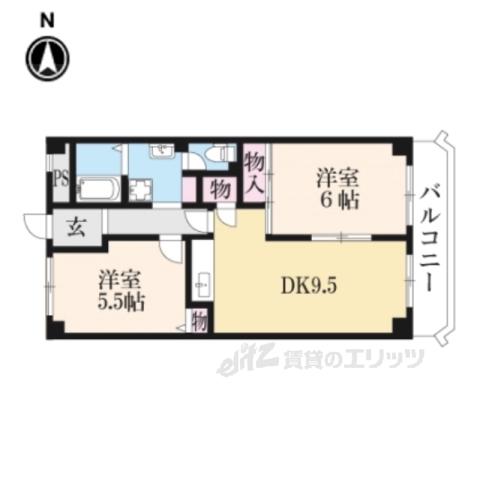 第2洛西ハイツ(2DK/1階)の間取り写真