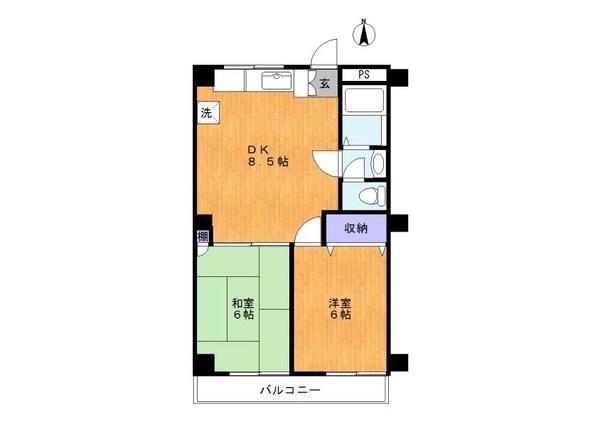 竹の塚スカイタウン(2DK/5階)の間取り写真