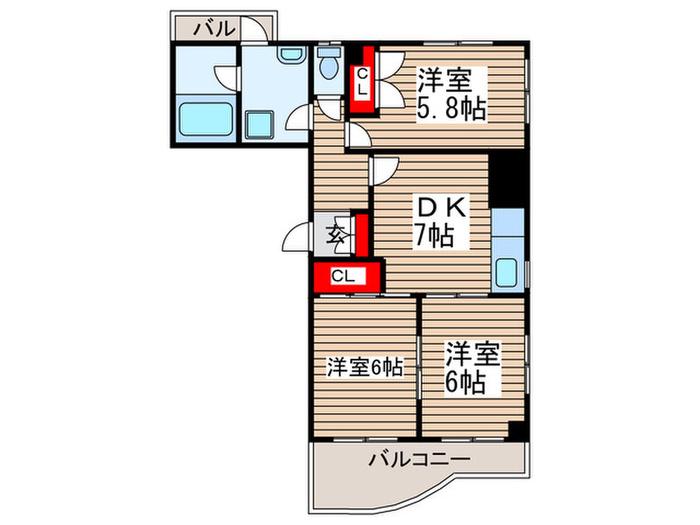 MHビル(3DK/3階)の間取り写真