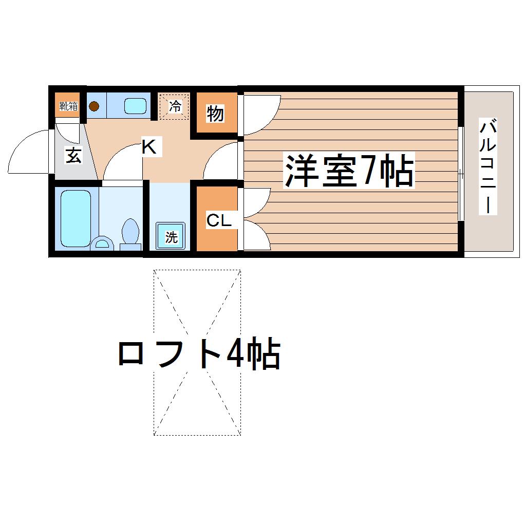 パセオセブンハイツ(1K/1階)の間取り写真