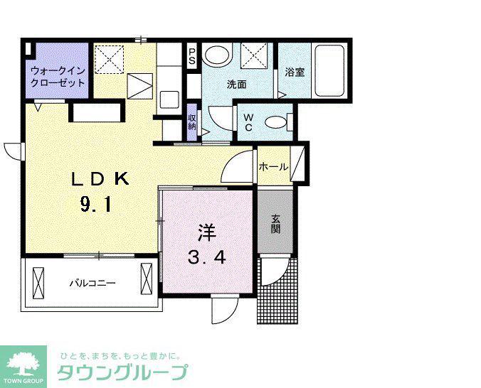 フランフィオーレI(1LDK/1階)の間取り写真
