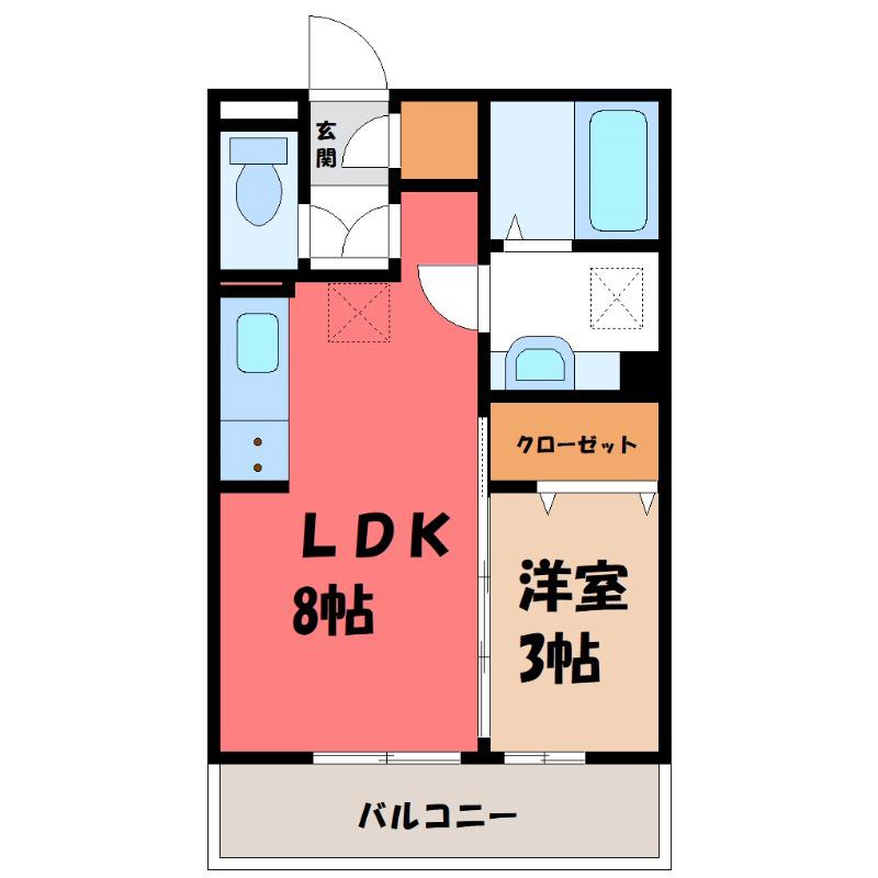 ブルースカイ(1LDK/3階)の間取り写真