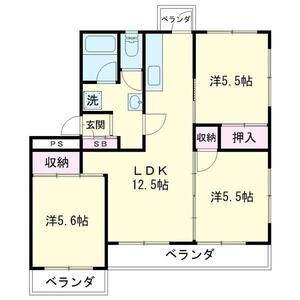 サンハイツ高井(3LDK/2階)の間取り写真