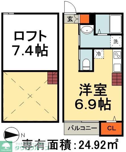 エスカーダソガ(ワンルーム/2階)の間取り写真