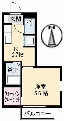 ベルデ北田B棟(1K/1階)の間取り写真
