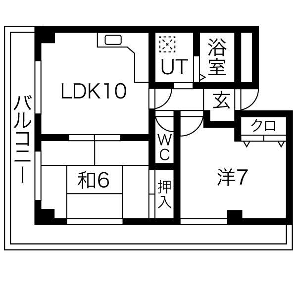 ビエント六甲(2LDK/4階)の間取り写真