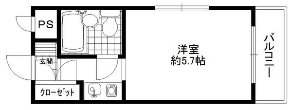 ビシック西進(ワンルーム/1階)の間取り写真