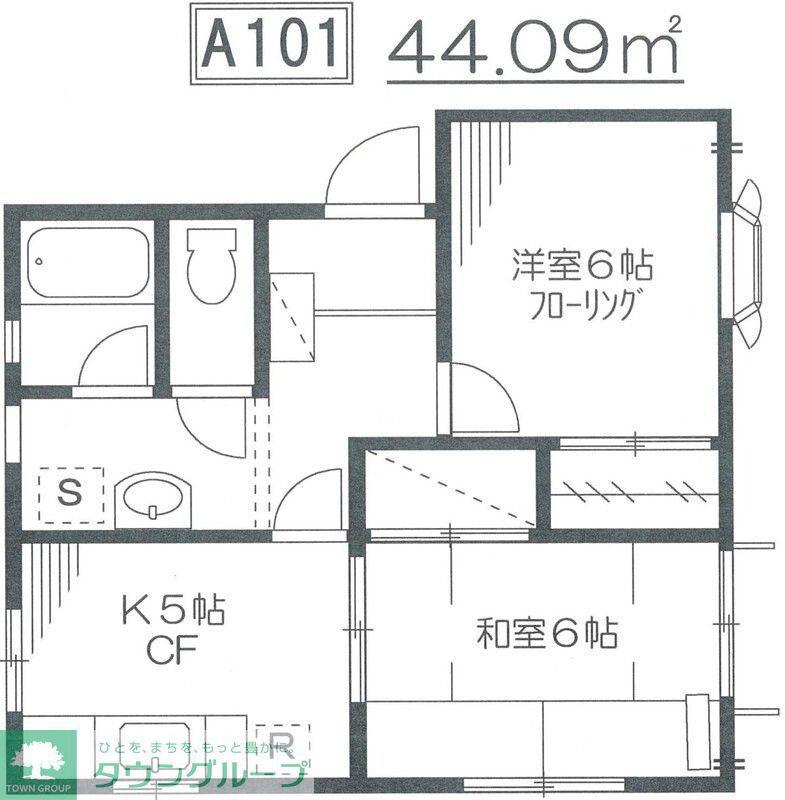 パークビレッジ(2DK/1階)の間取り写真