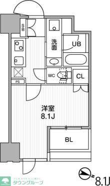 東神田テラスレジデンス(1K/10階)の間取り写真