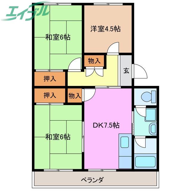 コーポ山路(3DK/3階)の間取り写真