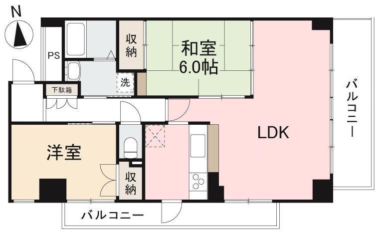 サンフラワー栗林(2LDK/3階)の間取り写真