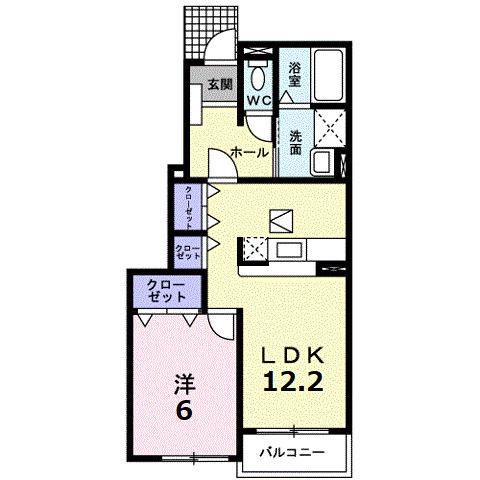 サンソーレA(1LDK/1階)の間取り写真