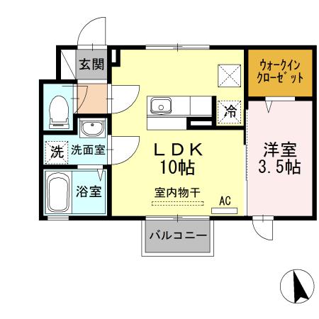 CITY HOUSE SEVEN(1LDK/1階)の間取り写真
