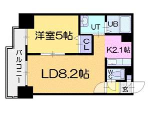 BLOCK HILLS(1LDK/5階)の間取り写真
