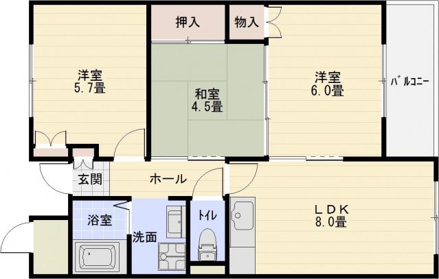 メゾン上市(3LDK/1階)の間取り写真