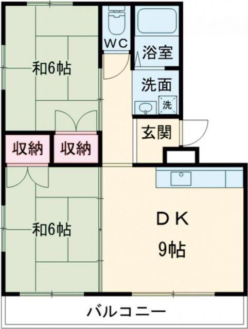 メロディハイツ下村 II棟(2LDK/1階)の間取り写真