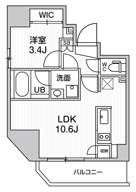 S-RESIDENCE入谷ALESIA(1LDK/3階)の間取り写真
