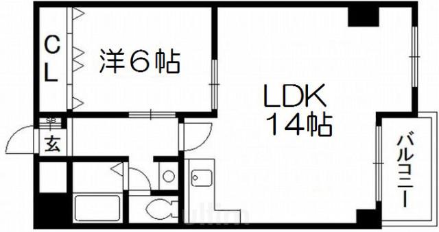 ハヤシビル(1LDK/4階)の間取り写真