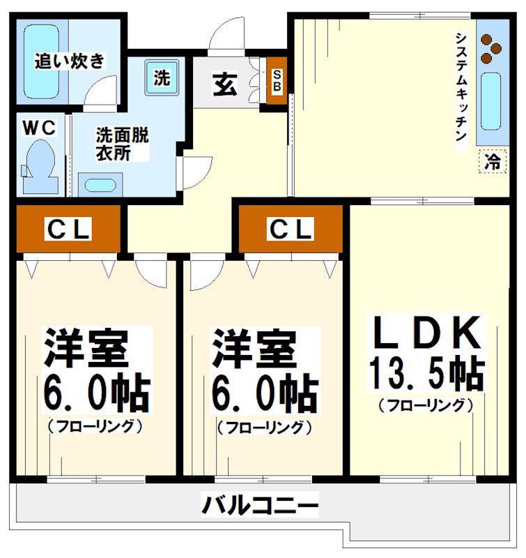 テラスレジデンス西つつじヶ丘(2LDK/3階)の間取り写真