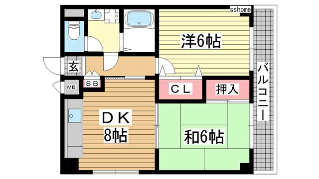 サイレンスI(2DK/3階)の間取り写真