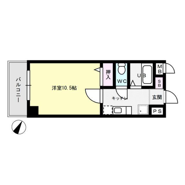アネモス春日原(1K/5階)の間取り写真