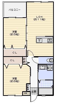 プレステージ片島(2LDK/2階)の間取り写真