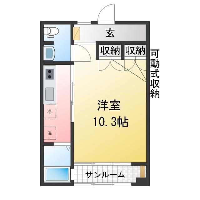プチシャトー城北 A棟(1K/2階)の間取り写真