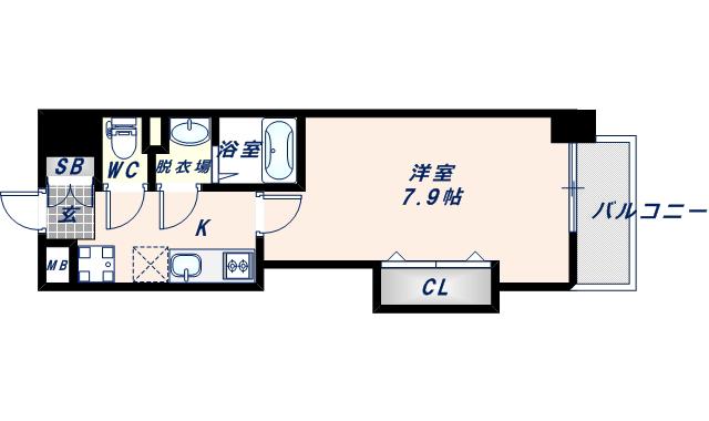 ラグゼ長田(1K/3階)の間取り写真