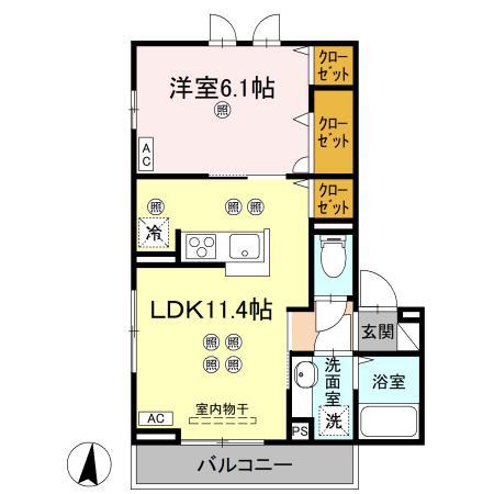 ステラヴィータ A棟(1LDK/3階)の間取り写真